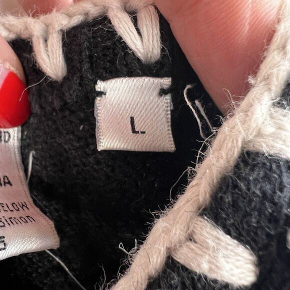 Vtg Michael Simon NYC Sz L Cardigan Sweater Snowflake Ski Black Embroidered 1995 - Picture 6 of 10